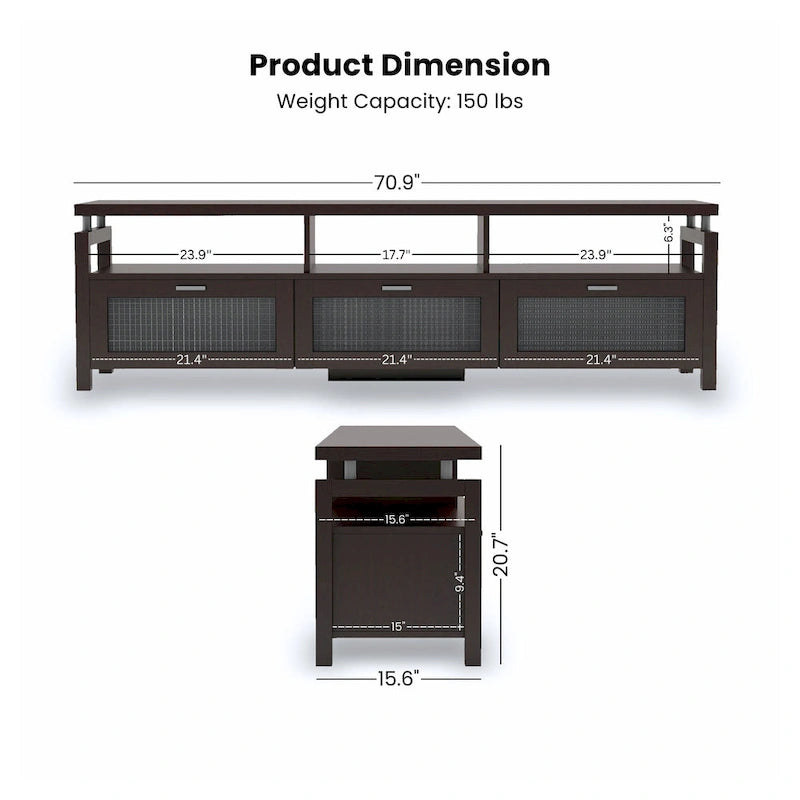 Console TV de rangement Posa Contemporary Espresso de 71 pouces par Furniture of America