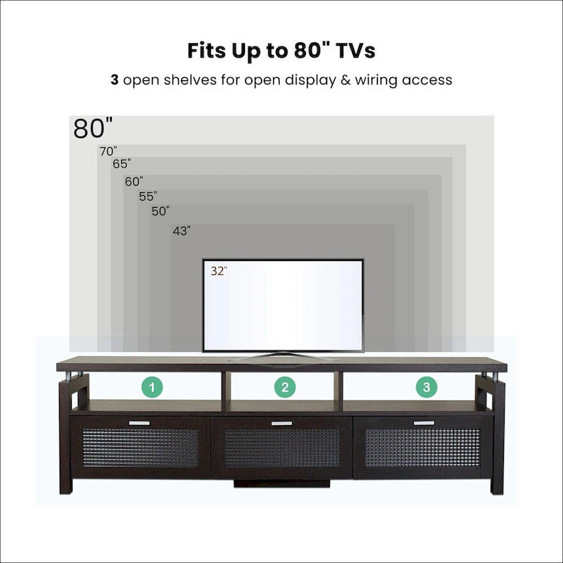 Console TV de rangement Posa Contemporary Espresso de 71 pouces par Furniture of America