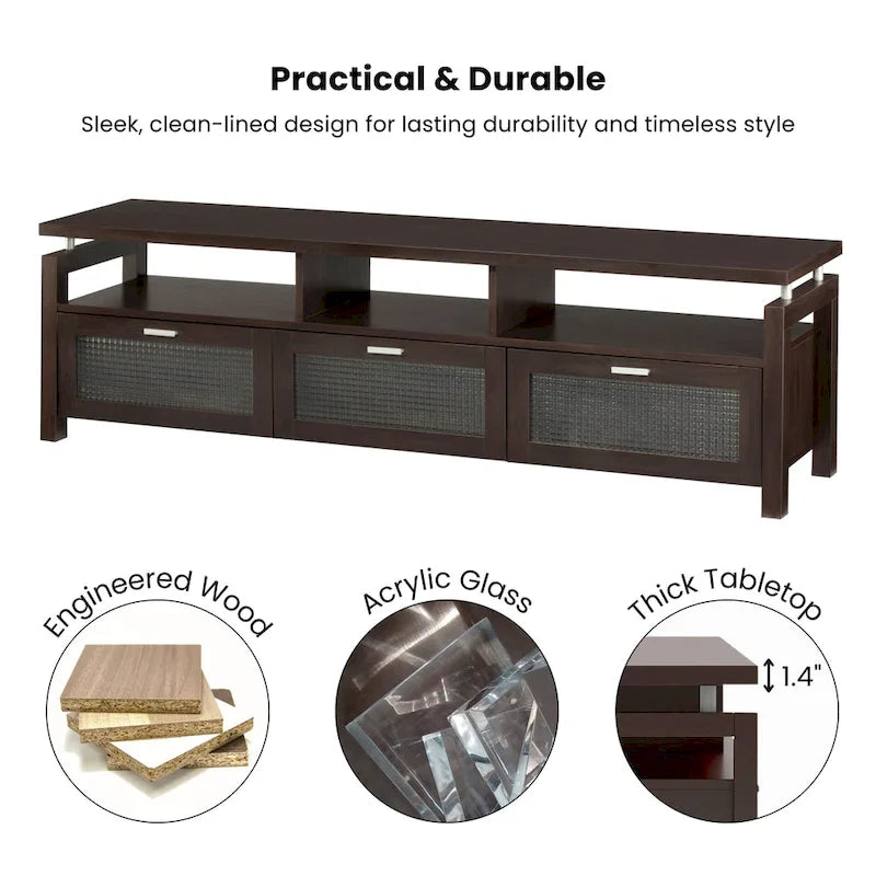 Console TV de rangement Posa Contemporary Espresso de 71 pouces par Furniture of America