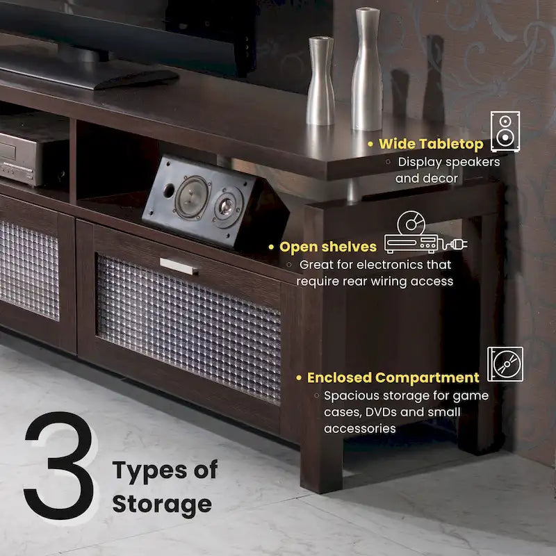 Console TV de rangement Posa Contemporary Espresso de 71 pouces par Furniture of America