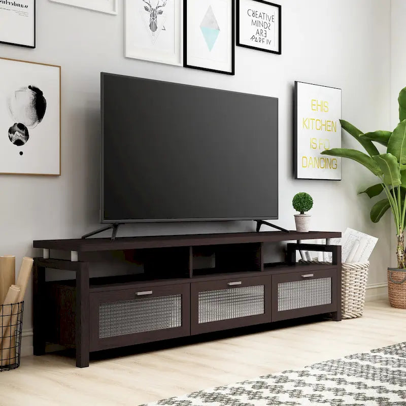Console TV de rangement Posa Contemporary Espresso de 71 pouces par Furniture of America