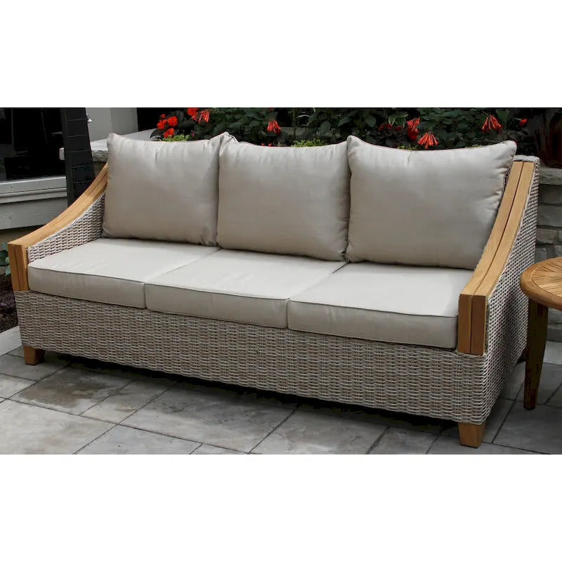 Samera Ash Wicker et Teck Ensemble de Canapé 4 Pièces avec Tissus Sunbrella