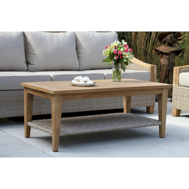 Samera Ash Wicker et Teck Ensemble de Canapé 4 Pièces avec Tissus Sunbrella