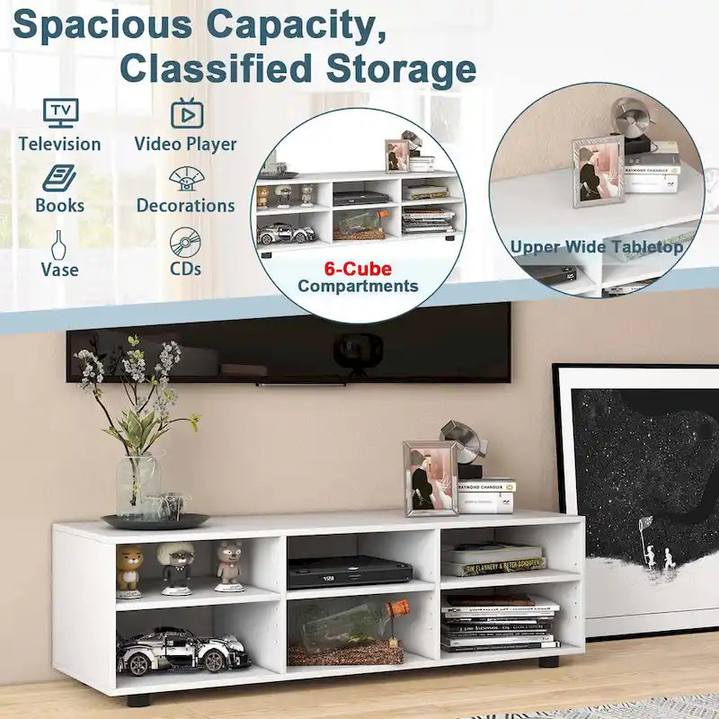 Meuble TV/console média 6 casiers avec étagères réglables