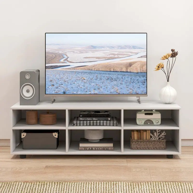 Meuble TV/console média 6 casiers avec étagères réglables