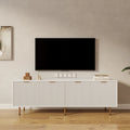 Meuble TV moderne blanc chaud pour téléviseurs de 80 pouces