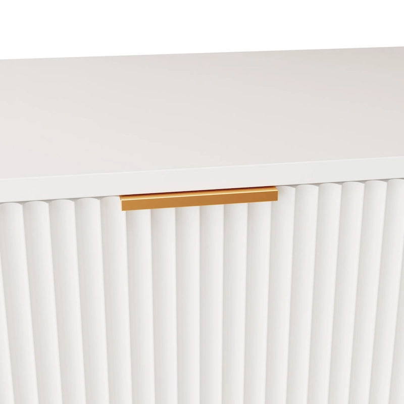 Meuble TV moderne blanc chaud pour téléviseurs de 80 pouces