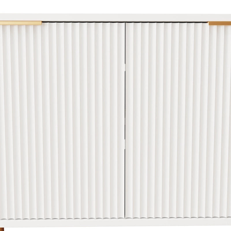 Meuble TV moderne blanc chaud pour téléviseurs de 80 pouces