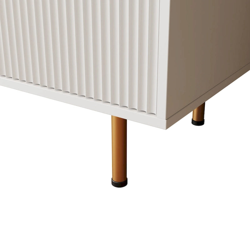 Meuble TV moderne blanc chaud pour téléviseurs de 80 pouces