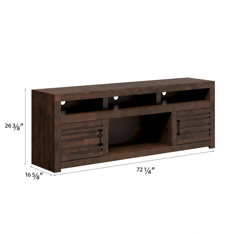 Meuble TV Bridgevine Home Sausalito 72 pouces pour téléviseurs jusqu'à 85 pouces, aucun assemblage requis, finition Whiskey
