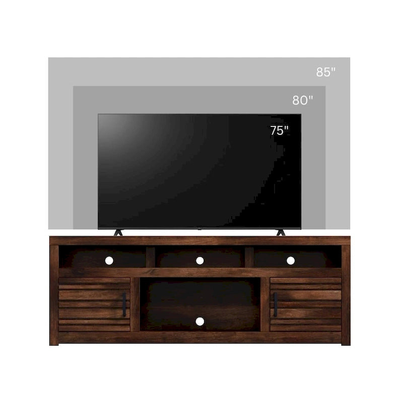 Meuble TV Bridgevine Home Sausalito 72 pouces pour téléviseurs jusqu'à 85 pouces, aucun assemblage requis, finition Whiskey