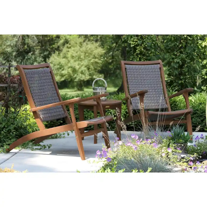 Chaise longue Eilaf en eucalyptus et osier