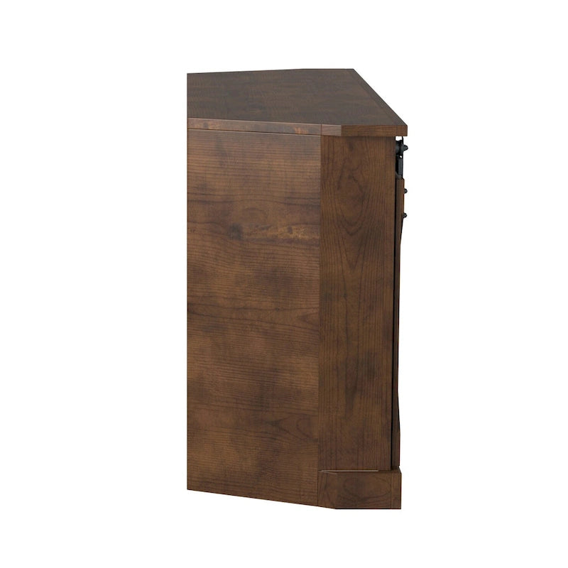 Meuble TV d'angle Bridgevine Home Farmhouse 66 pouces pour téléviseurs jusqu'à 80 pouces, aucun assemblage requis, finition vieillie whiskey