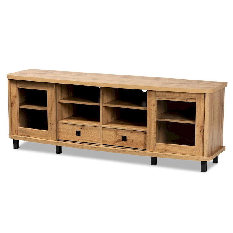 Meuble TV en bois moderne et contemporain Walda avec 2 tiroirs