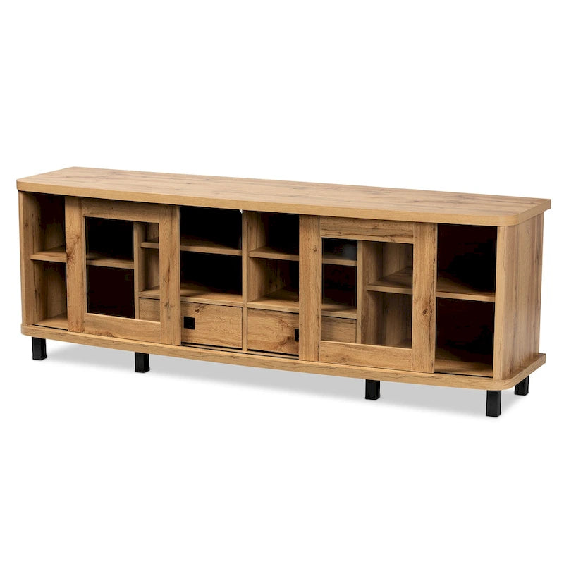 Meuble TV en bois moderne et contemporain Walda avec 2 tiroirs