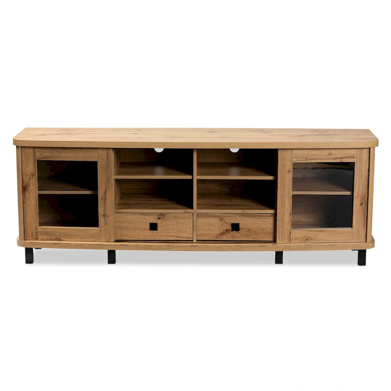 Meuble TV en bois moderne et contemporain Walda avec 2 tiroirs