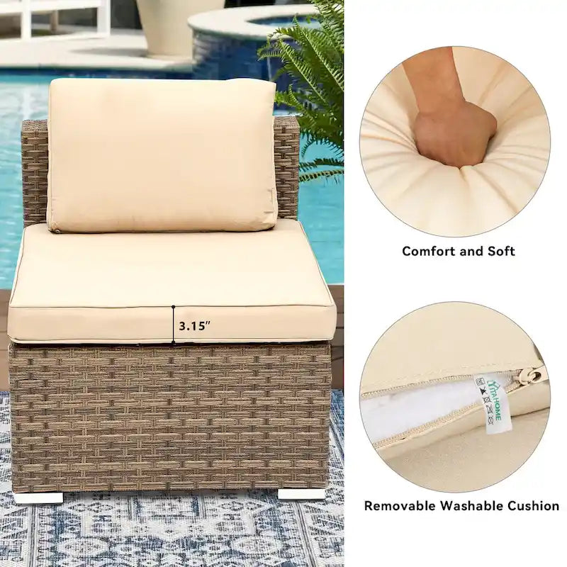 Ensemble de meubles de patio 6 pièces Moasis avec auvent rétractable - 6 pièces