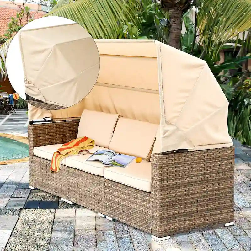 Ensemble de meubles de patio 6 pièces Moasis avec auvent rétractable - 6 pièces