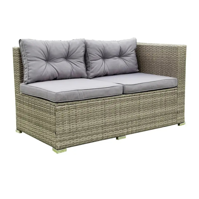 Ensemble de 4 pièces de mobilier d'extérieur en rotin avec canapé sectionnel et coffre de rangement