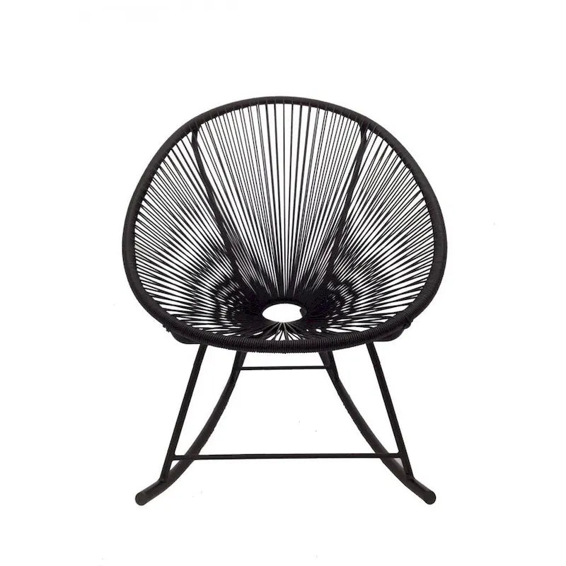 Fauteuil à bascule Acapulco d'intérieur/extérieur en vinyle noir