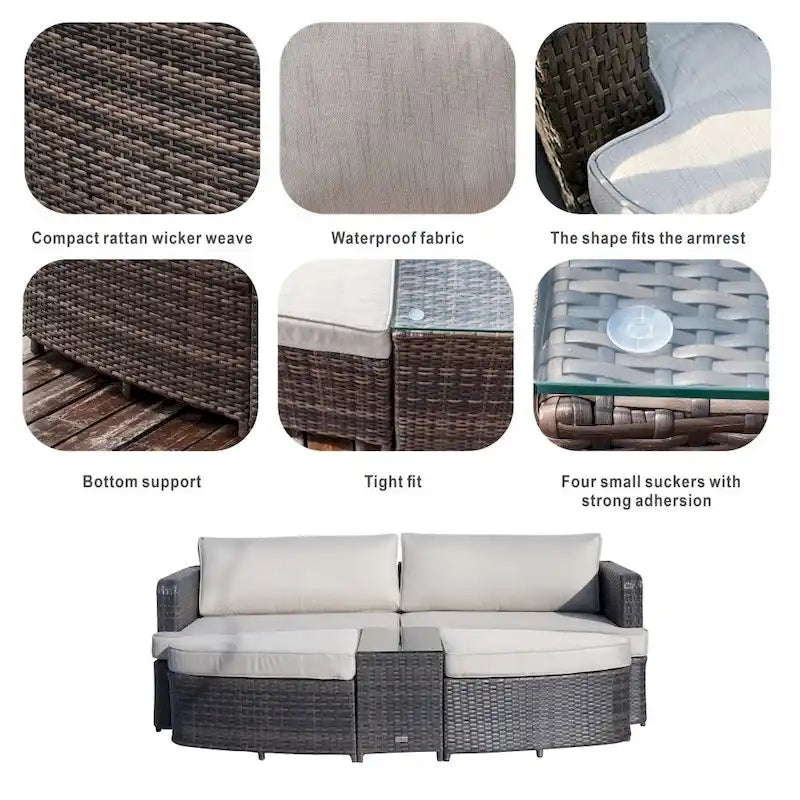 Mobilier de jardin – Lit de repos sectionnel d'extérieur