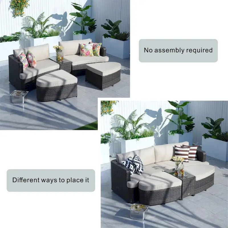 Mobilier de jardin – Lit de repos sectionnel d'extérieur