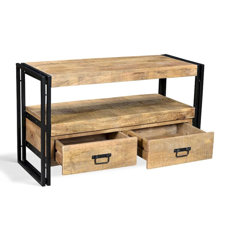 Meuble TV Timbergirl en bois recyclé avec tiroirs doubles - 40x16x24
