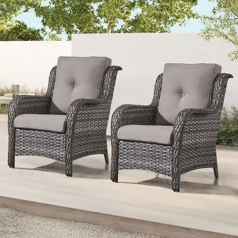 Gymojoy Salon de Jardin Extérieur, 2 Chaises en Rotin, Fauteuils Club en Rotin