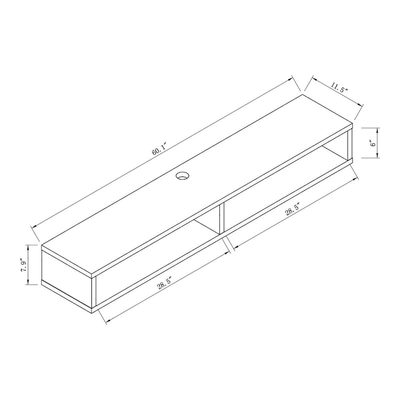 Meuble TV mural Denhour DH BASIC gris 60 avec étagères ouvertes