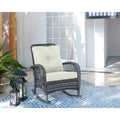 Fauteuil à bascule d'extérieur en rotin et acier Furttuo Manhattan Comfort avec coussins