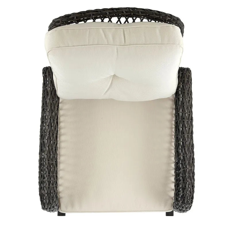 Fauteuil à bascule d'extérieur en rotin et acier Furttuo Manhattan Comfort avec coussins