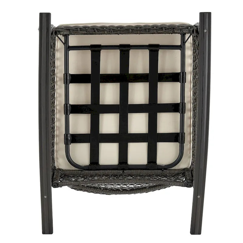 Fauteuil à bascule d'extérieur en rotin et acier Furttuo Manhattan Comfort avec coussins