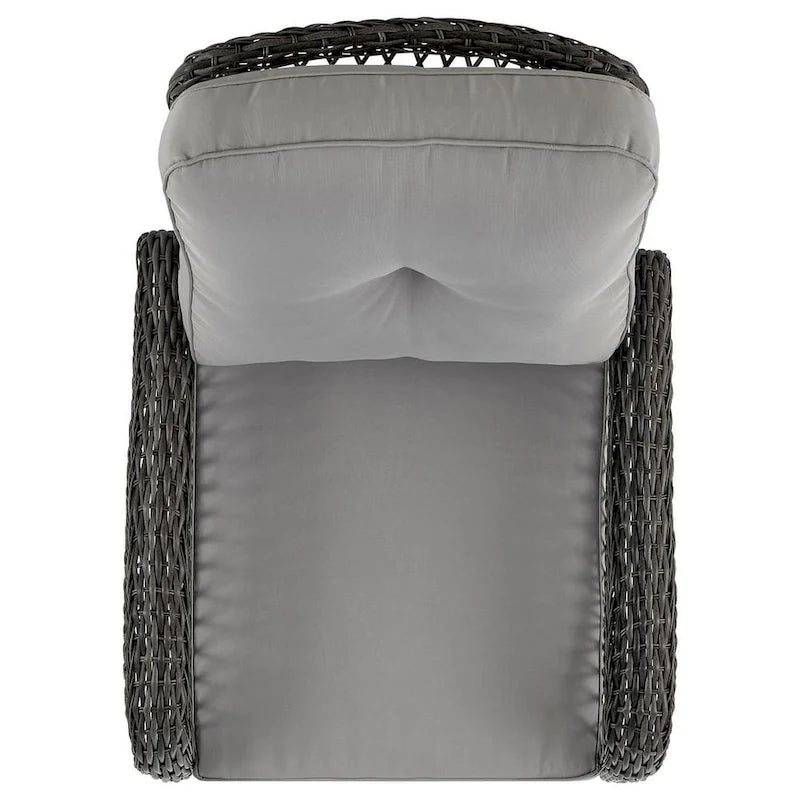 Fauteuil à bascule d'extérieur en rotin et acier Furttuo Manhattan Comfort avec coussins