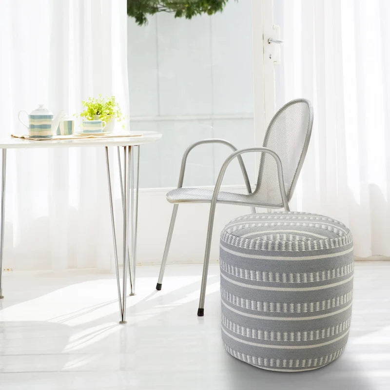 Sevita Pouf Géométrique à Rayures pour Intérieur et Extérieur - 50,8 x 50,8 x 50,8 cm