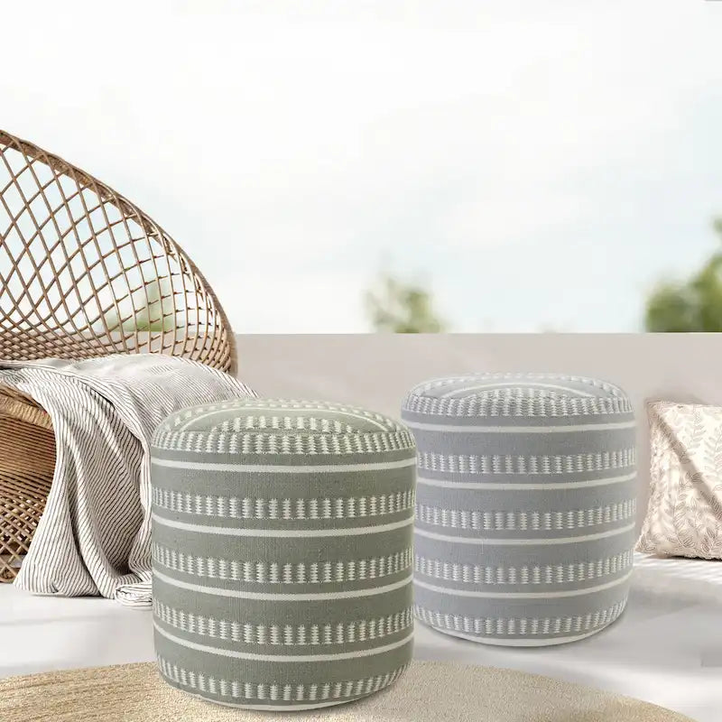 Sevita Pouf Géométrique à Rayures pour Intérieur et Extérieur - 50,8 x 50,8 x 50,8 cm