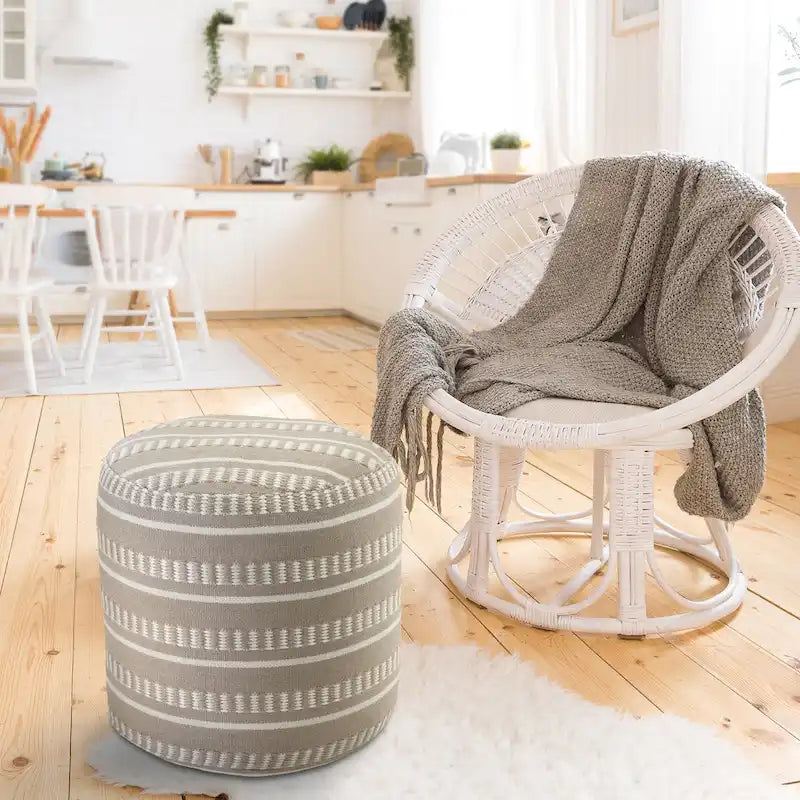 Sevita Pouf Géométrique à Rayures pour Intérieur et Extérieur - 50,8 x 50,8 x 50,8 cm