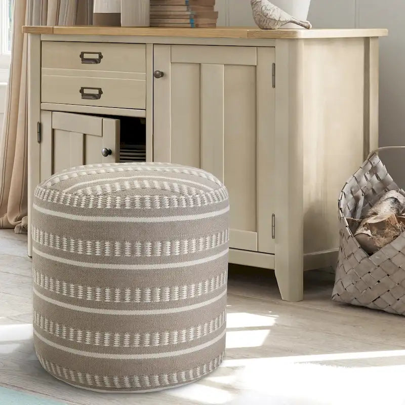 Sevita Pouf Géométrique à Rayures pour Intérieur et Extérieur - 50,8 x 50,8 x 50,8 cm