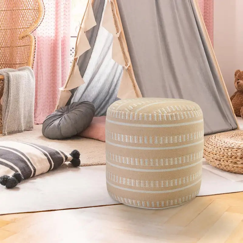 Sevita Pouf Géométrique à Rayures pour Intérieur et Extérieur - 50,8 x 50,8 x 50,8 cm