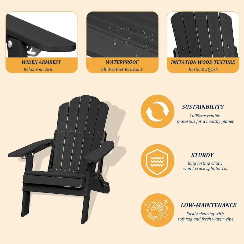 Chaise Adirondack pliante Clihome HIPS pour patio