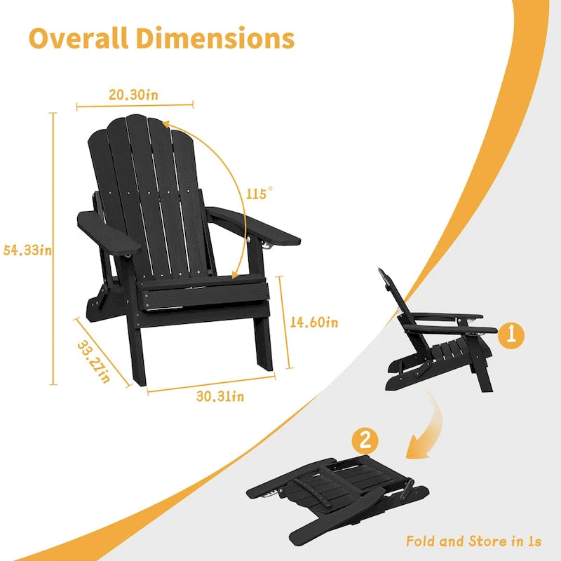 Chaise Adirondack pliante Clihome HIPS pour patio
