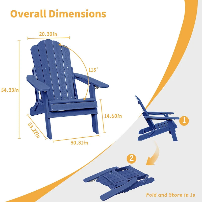 Chaise Adirondack pliante Clihome HIPS pour patio