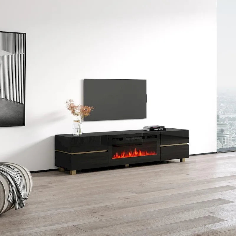 Meuble TV avec cheminée Bono 01 BL-EF