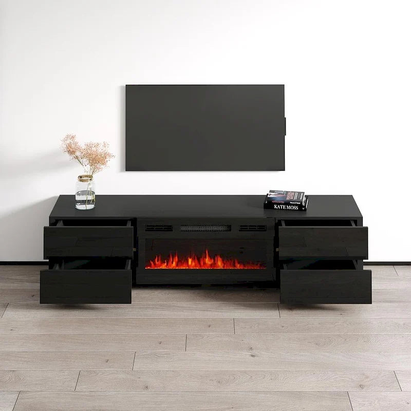 Meuble TV avec cheminée Bono 01 BL-EF