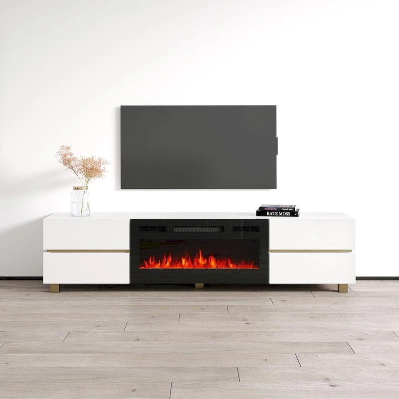 Meuble TV avec cheminée Bono 01 BL-EF