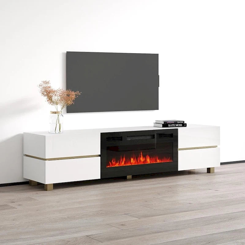 Meuble TV avec cheminée Bono 01 BL-EF