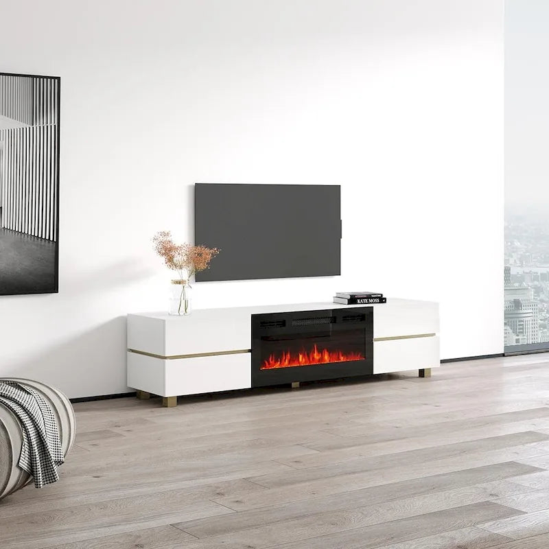 Meuble TV avec cheminée Bono 01 BL-EF