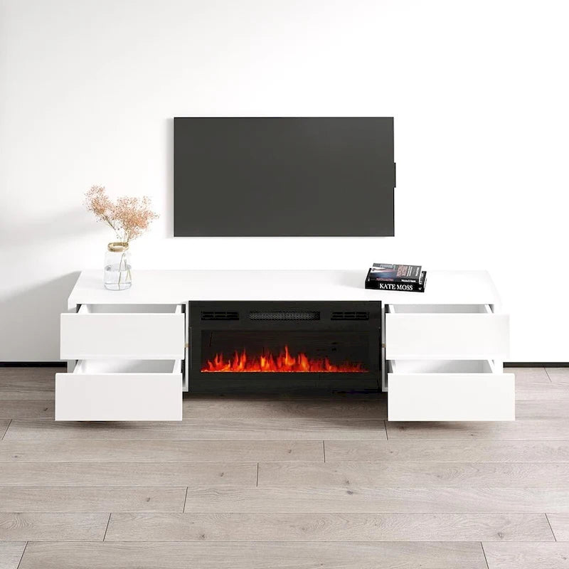 Meuble TV avec cheminée Bono 01 BL-EF