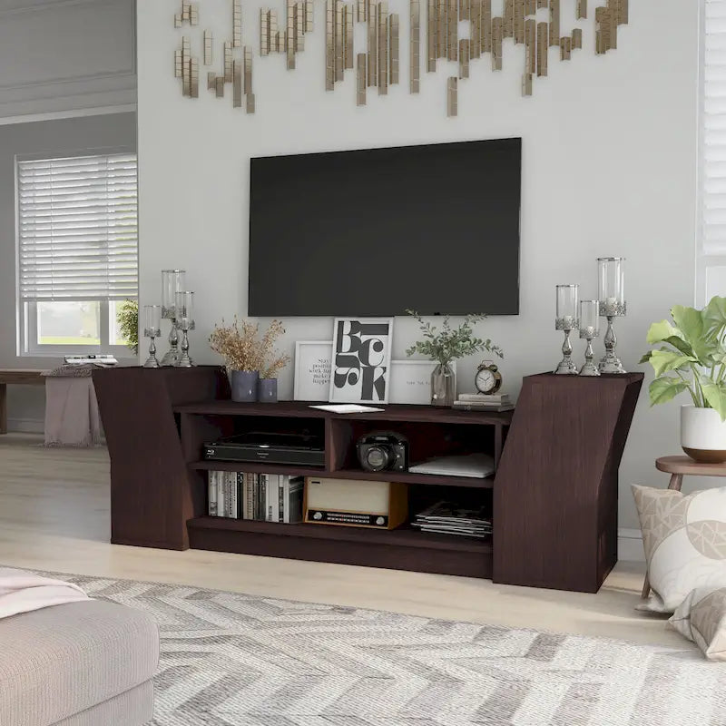 Meuble TV Tai Contemporary 71 po à 3 étagères ouvertes par Furniture of America