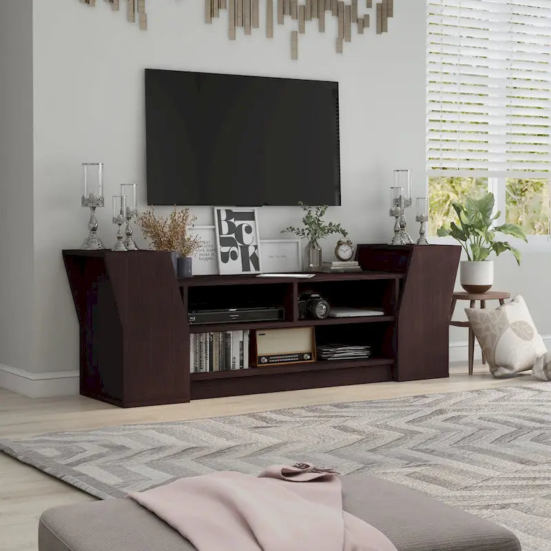 Meuble TV Tai Contemporary 71 po à 3 étagères ouvertes par Furniture of America