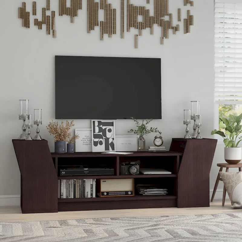 Meuble TV Tai Contemporary 71 po à 3 étagères ouvertes par Furniture of America